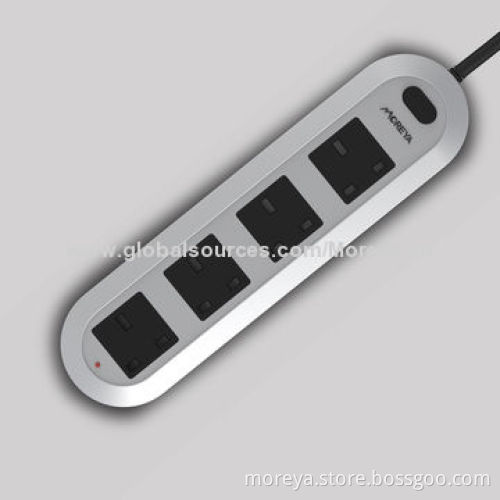 UK Standard Power Strip with 4 Sockets Outlets, 6 Feet Extension Cable and One Switch